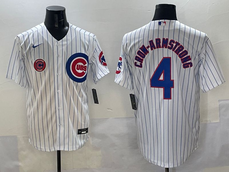 Men Chicago Cubs #4 Crow-Armstrong White Stripe Game 2025 Nike MLB Jersey style 7->chicago cubs->MLB Jersey